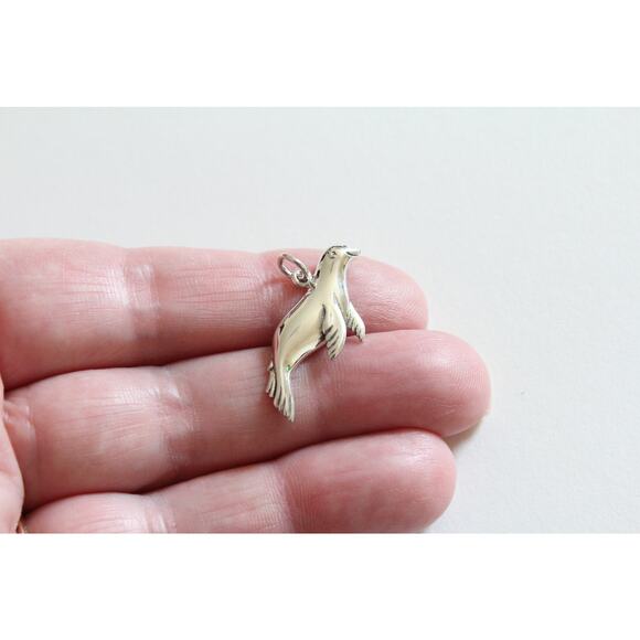 Sterling Silver Sea Lion Charm - Seal Charm, Silver Sea Lion Pendant - Picture 1 of 3